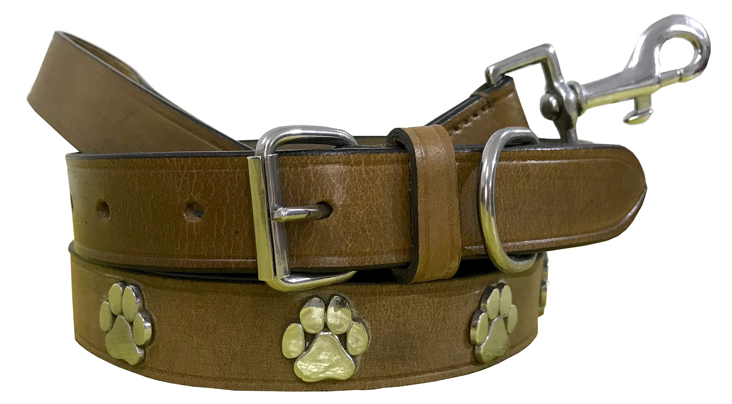 BRADLEY CROMPTON (Dog Lead + Dog Collar) Genuine Leather Matching Pair Dog Collar and Lead Set S