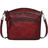 HESHE Crossbody Bags for Women Genuine Leather Purses with Multi-Pockets Vintage Ladies Small Shoulder Satchel Bag