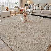 8x10 Area Rugs for Living Room Bedroom, Large Area Rug Shaggy Carpet Soft Plush Furry Bedside Rug, Rugs for Home Decor (Beige, 8 x 10)