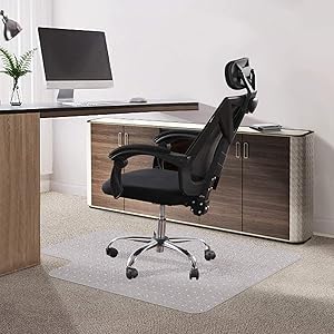 Office Chair Mat for Carpet, HOMBYS (36x48 inch) Plastic Carpet Protector, (3x4 ft) Carpeted Floor Mat for Rolling Chair, with Lip, Easy Glide, for Home and Office, Clear, 1-Pack