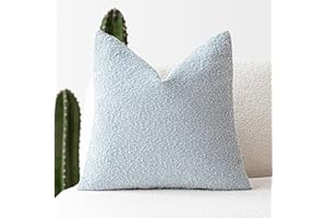 Foindtower Decorative Textured Boucle Throw Pillow Covers Accent Solid Pillow Cases Neutral Soft Cozy Couch Cushion Case for Chair Sofa Bedroom Living Room Home Decor 16x16 Inch,1PC,Light Blue