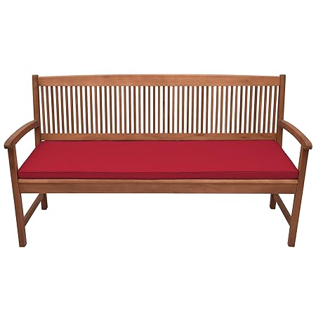 Beautissu Bankauflage Base BK ca. 150x48x5 cm Bequeme Polster für Garten-Bank mit abnehmbarem Bezug in Rot & in div Farben wä