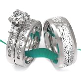 Wedding Ring Sets His And Hers Promise Ring Wedding Ring Sets His And Hers Couples Women 925 Sterling Silver Moissanite Man Titanium Wedding Band