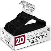 Utopia Home Kids Velvet Hangers 20 Pack – 11 Inch Non-Slip Baby Hangers for Baby and Toddlers, Durable Ultra-Slim Space-Saving Closet Organizers (Black)