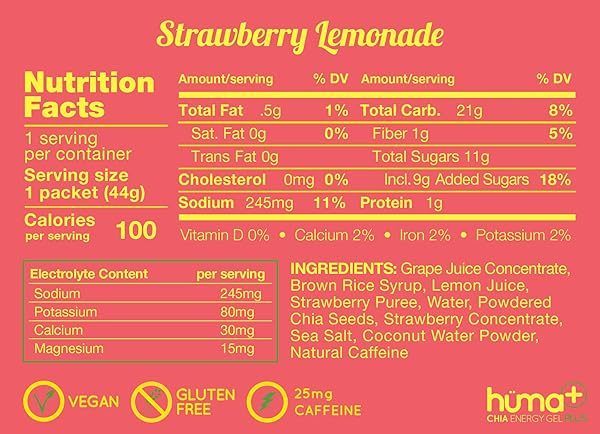HUMA PLUS (DOUBLE ELECTROLYTES) CHIA ENERGY GEL, VARIETY PACK – STOMACH FRIENDLY, REAL FOOD ENERGY GELS (6 ORIGINAL AND 6 PLUS GELS)