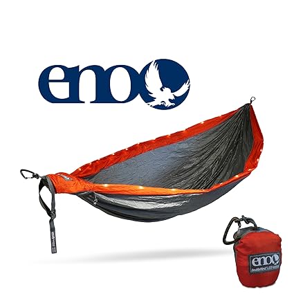 Eagles Nest Outfitters ENO DoubleNest LED Hammock, Orange/Grey