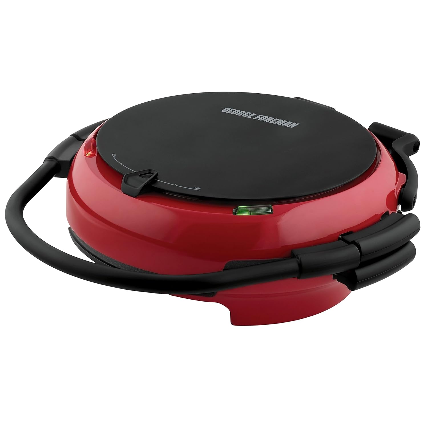 George Foreman GRP106QPGR 360 Electric Nonstick Round-Shaped Grill with 5 Interchangeable Grill Plates, Red