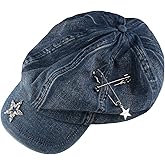 Newsboy Caps for Women, Vintage Denim Hat,Denim Newsboy Hats Flat Cap,Visor Beret Cabbie Painter Hat Ladies,Women's Lightweight Newsboy Cap with Elastic Back for 22-22.8in
