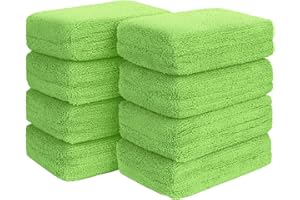 HOMEXCEL Green Microfiber Applicator Pads 8 Pack, Scratch-Free Car Wash Sponge for Cleaning, Premium Wax Foam Applicator Pads
