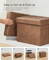 SONGMICS Storage Ottoman Foldable Foot Rest 31x41x31 cm 130 kg Load LSF100K51 view 6