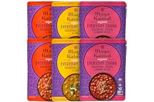 Maya Kaimal - Organic Indian Everyday Chana - Variety Pack 10oz - Fully Cooked - Vegan - Microwavable - Ready to Eat Meals - Pack of 6