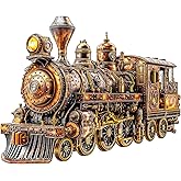 Wooden Puzzle for Adults-3D Visual Effect Mechanical Steam Train Unique Shape Advanced Wooden Jigsaw Puzzle for Adult, Best B