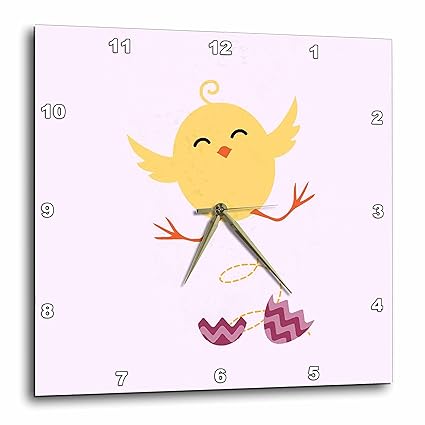3dRose Chicken Baby Newborn Pink Kids Room Decoration - Wall Clock, 10 by 10-Inch (DPP_212049_1)
