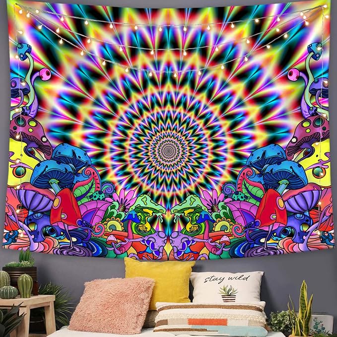 Lifeel Psychedelic Tapestry, Abstract Trippy Mushroom