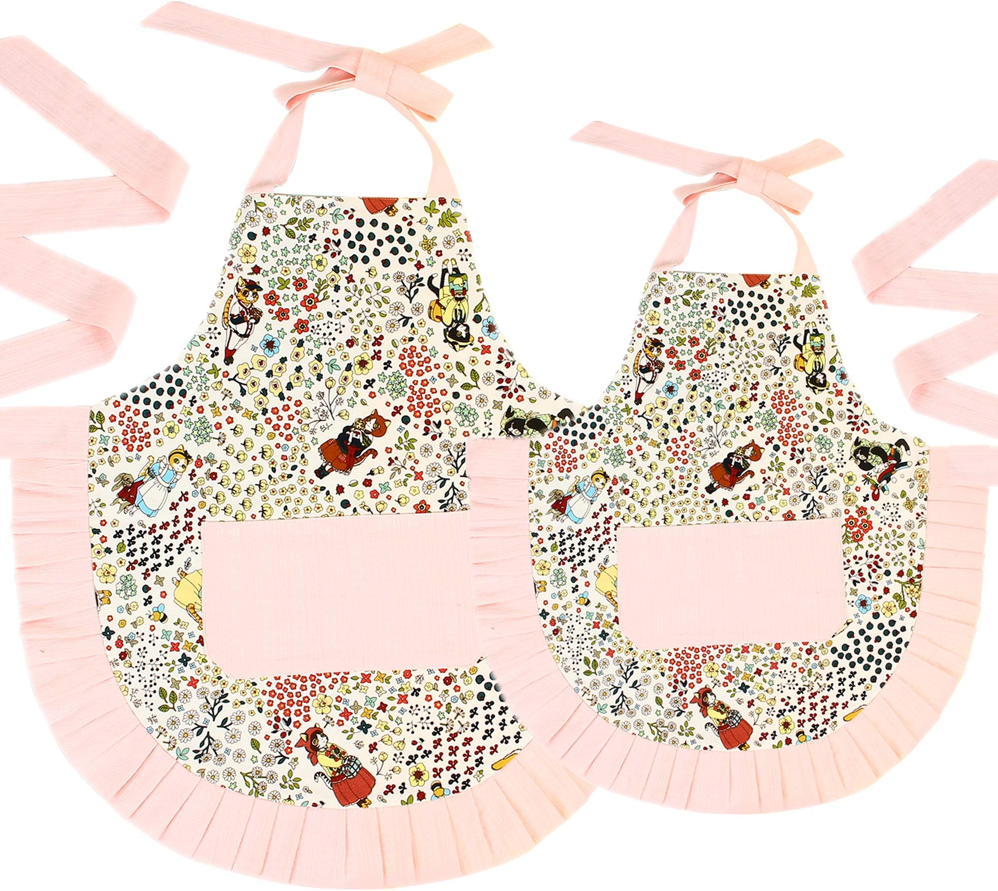 ETIUC Cute Cat Style Mother and Daughter Aprons Kids Apron for Artists Chef Baking Cooking Mama-Kid Girl Apron (Parent-Child Set)