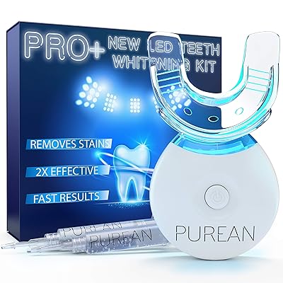 Teeth Whitening Kit with LED Light &ndash; 2 Syringes of 5ml Professional 35% Carbamide Peroxide Tooth Whitener Gel &ndash; Bright White Smile Set with Mouth Tray