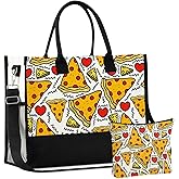 InnoBeta Pizza Gifts Canvas Tote Bag with Top Zipper Closure and Shoulder Strap