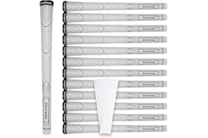 Geoleap Rubber Golf Grips Set of 13 -Grips with 15 Tapes and Grips with All Repair Kits for Choice, Non-slip and Shock-absorbing, Thumb Pattern Design, All Weather Performance and High Feedback Soft Rubber Golf Club Grips
