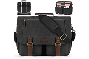 RAINSMORE Sacoche en toile pour ordinateur portable de 15,6" pour homme, sacoche d'ordinateur avec compartiment rembourré, no