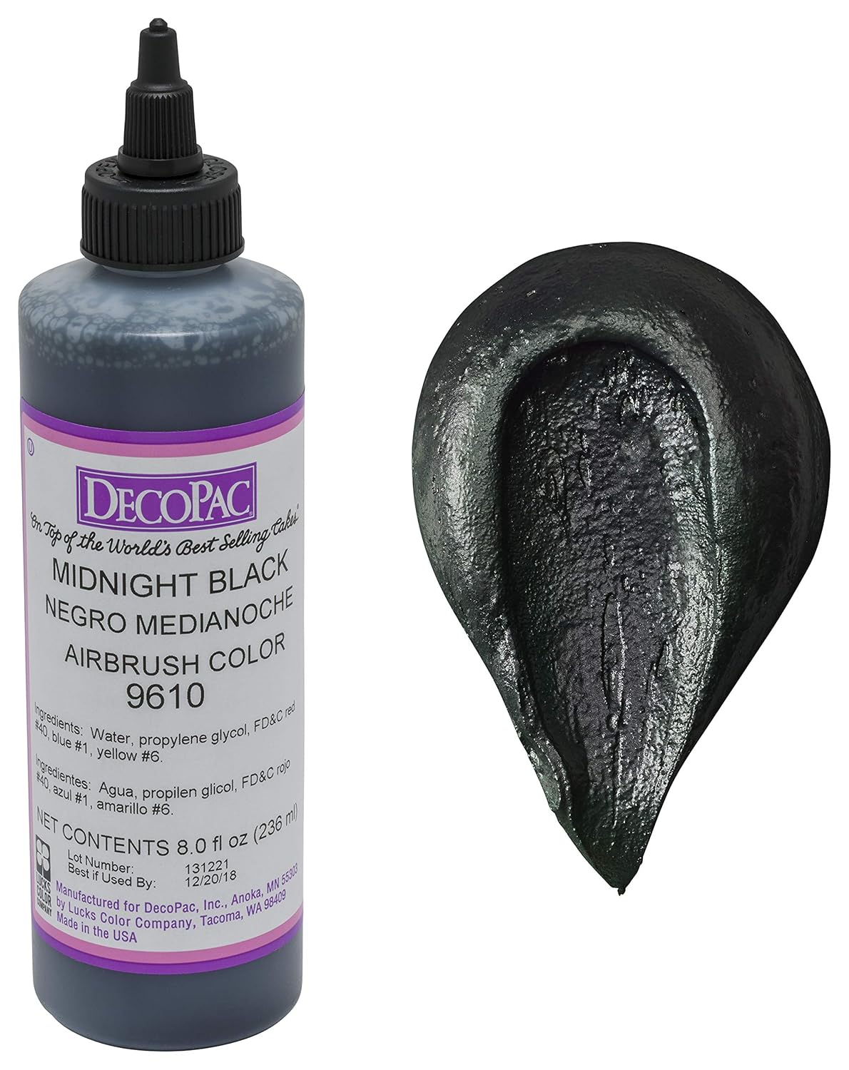 DecoPac Airbrush Color, Midnight Black, .6 Pound
