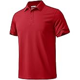 MAGNIVIT Men's Polo Shirt Short Sleeve 3 Button Cotton Pique Casual T-Shirts Moisture Wicking Performance Work Golf Tee