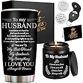 Livinges Valentines Day Basket for Him, Valentine Baskets For Men, Mens Gifts Basket Wedding for Him, Birthday for Him from Wife Father's Day Box Anniversary Tumbler Candle, To My Husband Gift