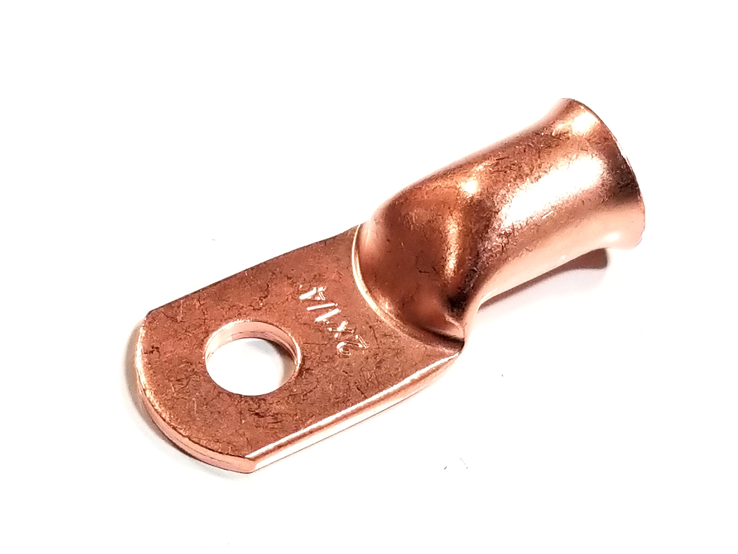 AC/DC Wire Bare Copper Lug Ring Terminals Battery (2 awg 1/4", 100 pc)