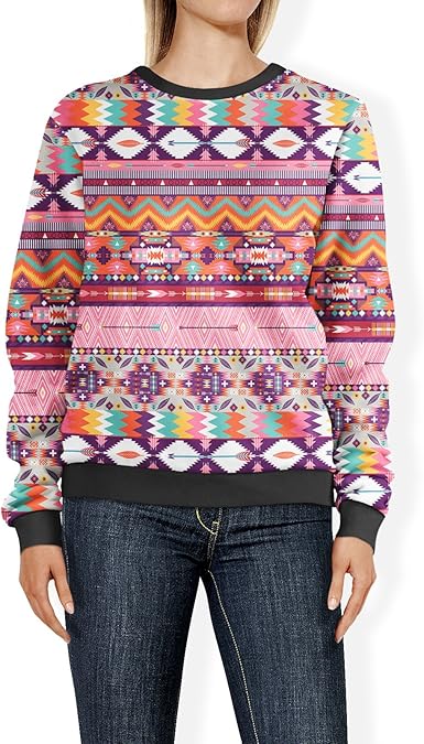 pink purple blue yellow sweater