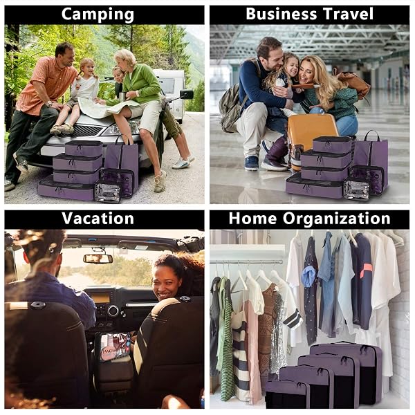 BAGAIL 8 SET/9 SET PACKING CUBES LUGGAGE PACKING ORGANIZER FOR TRAVEL, SUITCASE PACKING BAGS FOR TRAVEL ACCESSORIES(DARK GREY, 8 SET)
