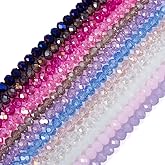 Elecrelive 1420pcs Faceted Glass Beads 4mm Briolette Rondelle Beads Crystal Loose Beads for DIY Beading Bracelet Necklace Jewelry Making