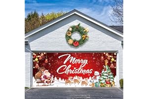 REDNOW 7 x 16 ft Christmas Garage Door Banner Decorations,Christmas Double Garage Door Cover,Hanging Banner Large Christmas Backdrop Decoration for Outdoor Indoor Home Holiday Party Photo Wall Background