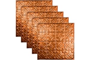 Great Lakes Tin Hamilton Copper 2ft x 2ft Nail Up Ceiling Tiles - Perfect for DIY and Home Renovation Projects - Easy to Install (5 Pack)