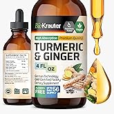 BIO KRAUTER® Turmeric and Ginger Supplement - Pure Vegan Liquid Turmeric & Ginger Tincture with Pepper 4 Fl.Oz 56 Days of Supply - Curcumin Drops for Joint Support, Antioxidant & Immune Support