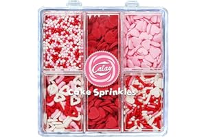 KERCKY Valentines Sprinkles for Baking, Pink, Red and White Heart Sprinkles for Valentines Cake Cookies Cupcake Decorating