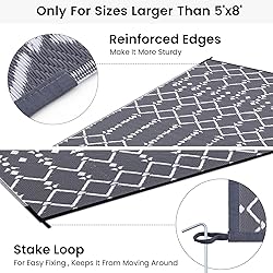 Smiry Outdoor Rug 8x10 ft, Waterproof Reversible