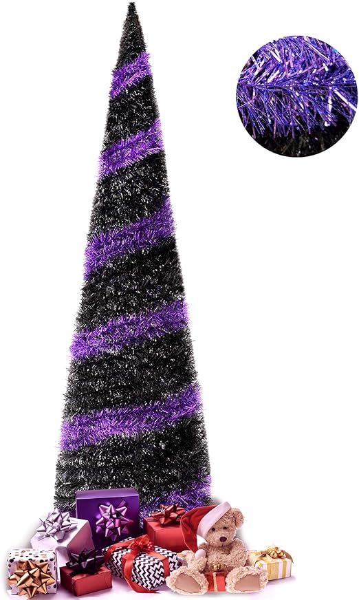 Amazon Com Yuqi 5ft Pop Up Christmas Tinsel Slim Trees