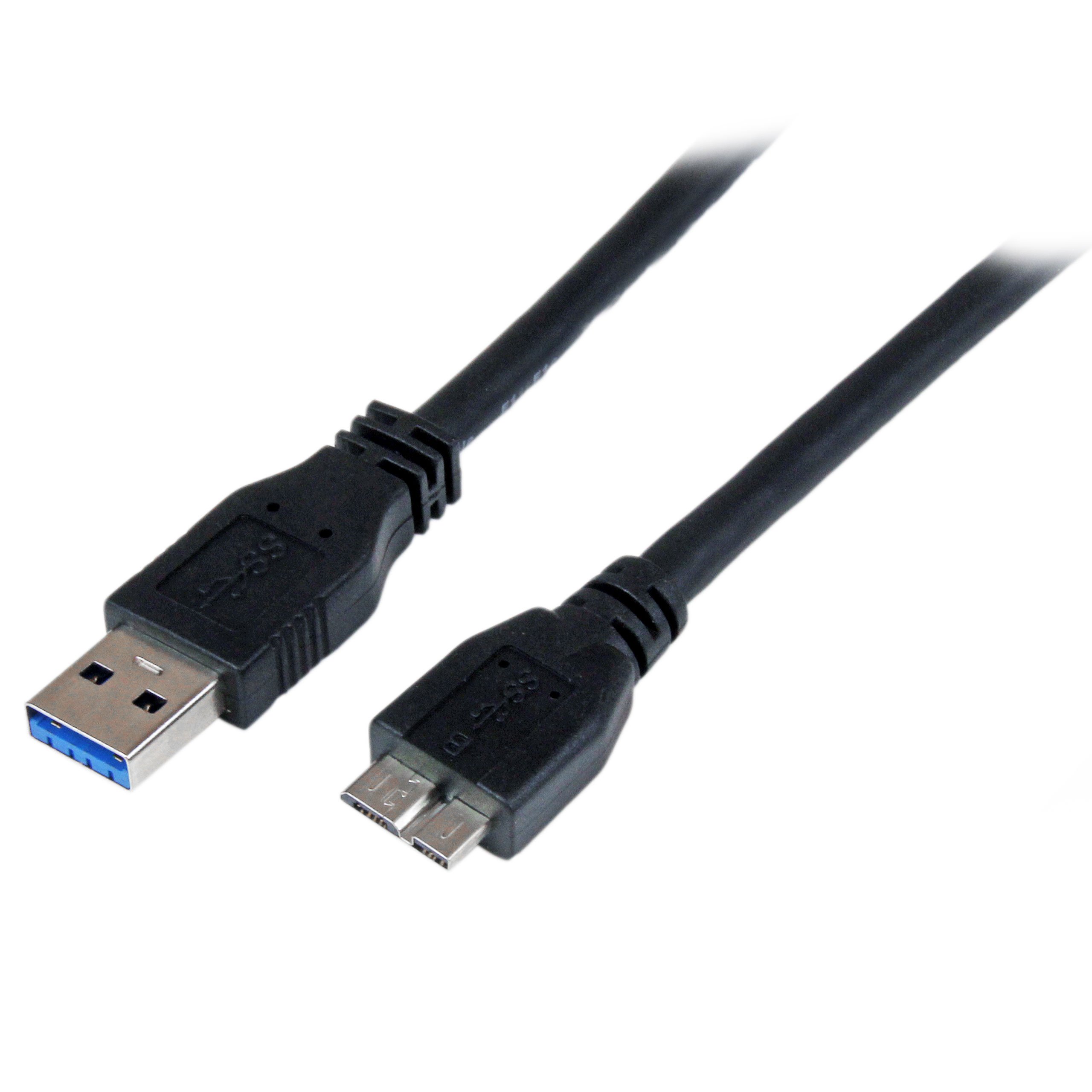 StarTech.com USB3CAUB1M 1 m 3 ft Certified SuperSpeed USB 3.0 A to Micro B Cable Cord, USB 3 Micro B Cable, 1x USB A (M), 1x USB Micro B (M) - Black
