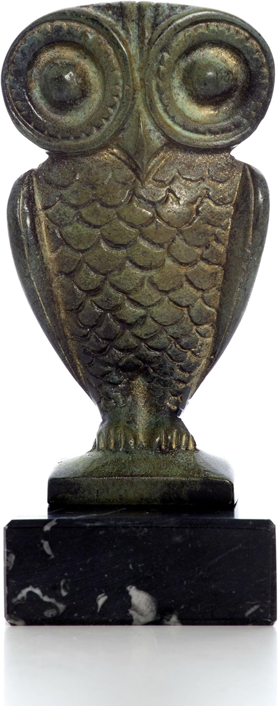 AMA Epictetus Owl of Athena (Minerva) Bronze Statue on a Greek Marble Base