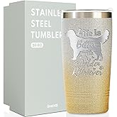 Onebttl Golden Retriever Gifts for Women, Life Is Better With A Golden Retriever, 20Oz Stainless Steel Travel Mug, Glitter Gold & Silver