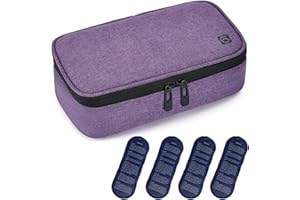 ALLCAMP Insulin Cooler Travel Case for Diabetic Organize Medication with 4 Ice Packs Purple(9X 4.72x 3.14 inches)