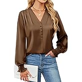 BMJL Women's Blouses Dressy Casual Satin Silk Long Sleeve Shirts Business Casual Tops