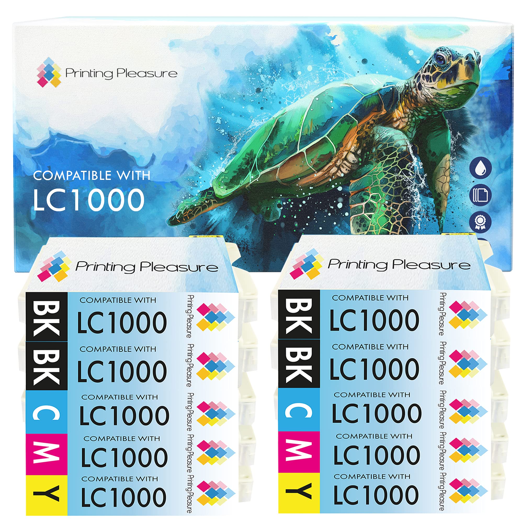 Printing Pleasure 10 (2 SETS + 2 BLACK) LC1000 LC970 Ink Cartridges compatible with DCP-130C DCP-135C DCP-150C 260C 330C 350C 357C 540CN 560CN 770CW Fax-2840 MFC-465CN - High Capacity