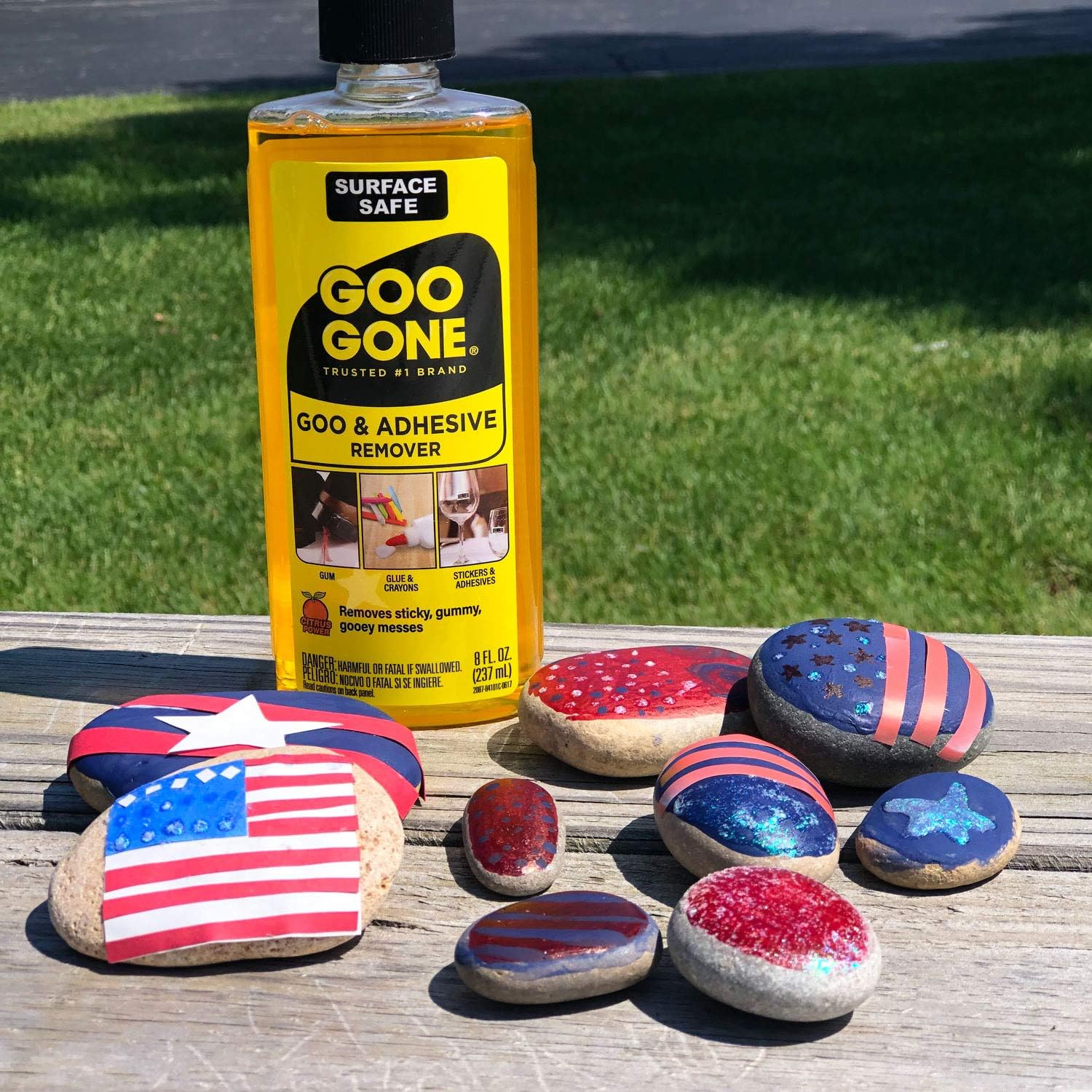Goo Gone Adhesive Remover - 8 Ounce - Surface Safe Adhesive Remover Safely Removes Stickers Labels Decals Residue Tape Chewing Gum Grease Tar: Grocery & Gourmet Food