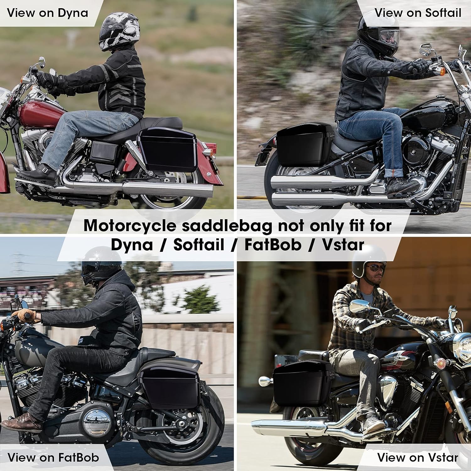 Motorcycle Hard Saddlebags Saddle Bags compatible with vulcan 800 900 Vstar 650 1100 1300 Softail with Mounting Kits: Automotive