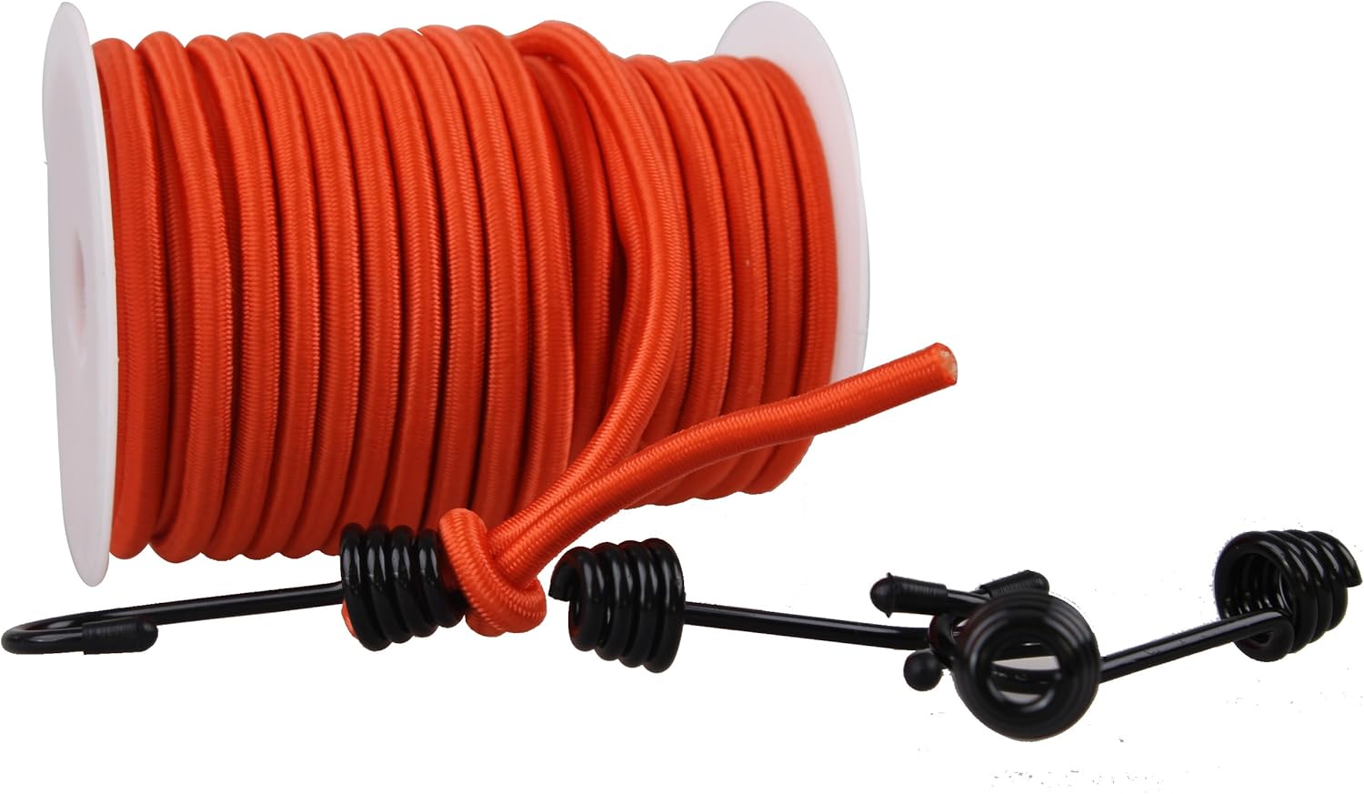 CARTMAN 1/4" Elastic Cord Crafting Stretch String, 40kg x 50ft, with 4 More Hooks, Black Color: Automotive