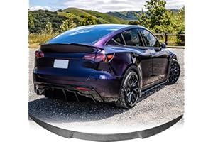 ARESPARTS Rear Trunk Spoiler Compatible with 2020 2021 2022 2023 2024 Tesla Model Y Rear Trunk Lip Sporty Spoiler Wing Added on Bodykit Replacement MV Style ABS Plastic Carbon Fiber Look