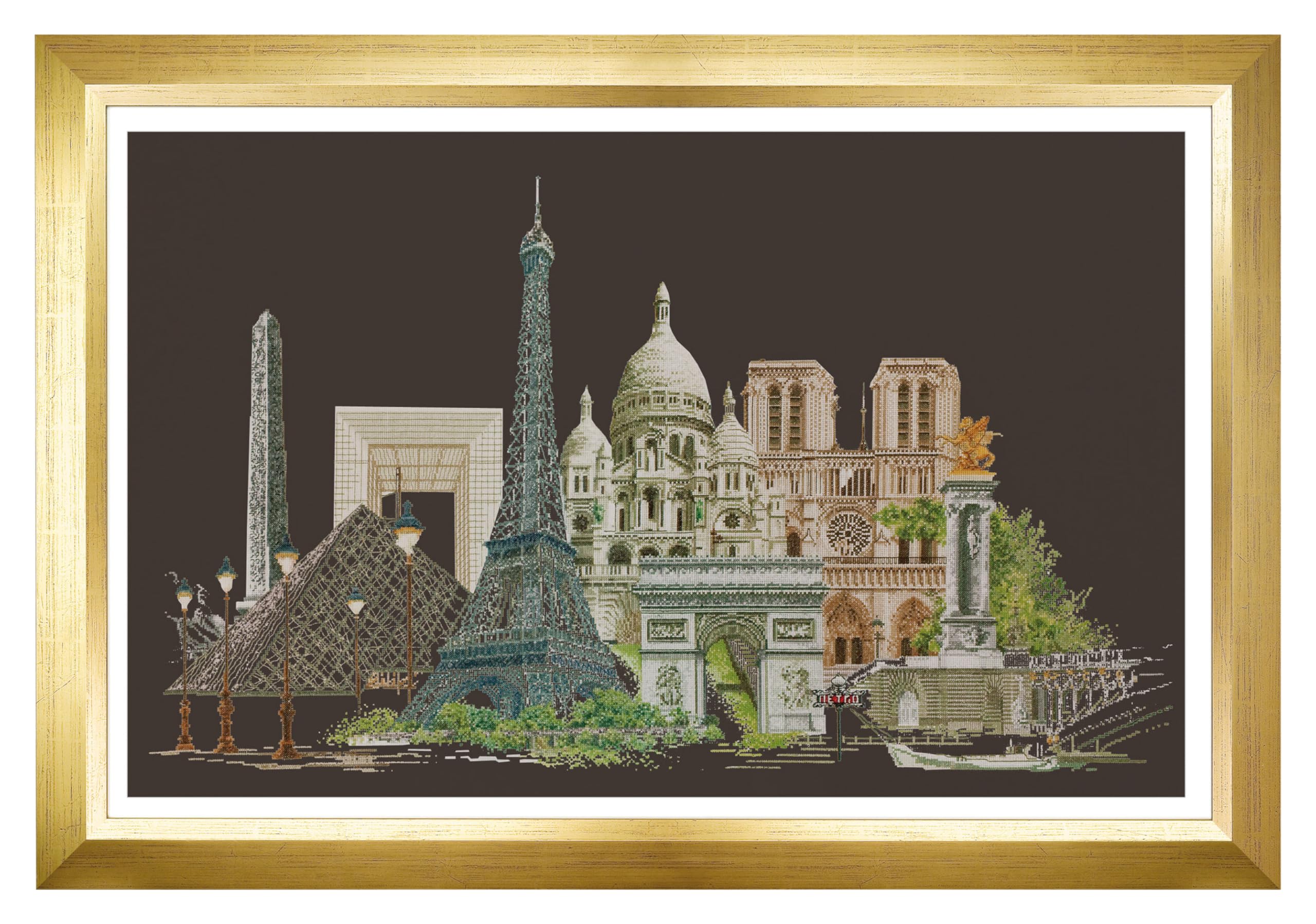 Thea Gouverneur - Counted Cross Stitch Kit - Paris - Aida Black - 18 count - Embroidery Kit for Adults - DMC Embroidery Threads and other Cross Stitch Supplies Included - 472.05 โ image 1