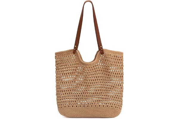 Barabum Beach Bag for Women, Mesh Tote Bag,Crochet Knitting Beach Bag for Summer Vacation