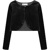 BOLEROSE Girls Long Sleeve Velvet Childrens Kids Sweater Bolero Shrug