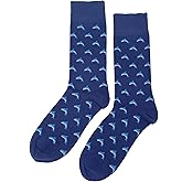 SockFly Small Dolphin Dress Socks Funny Novelty Crazy Fun Design Men Size 8-12 Cotton Casual Crew Colorful Funky Fancy Socks Gift for Men